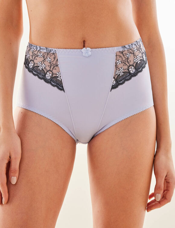 Gainette microfibre tulle brodé Caminata (bleuet) Gainette microfibre tulle brodé Caminata (bleuet)